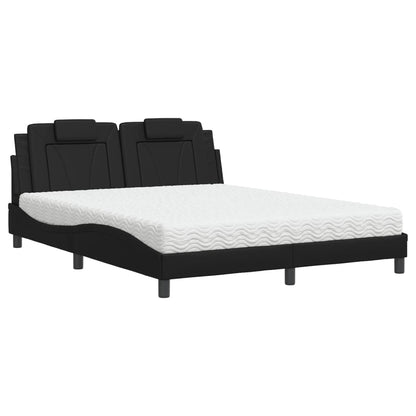 Letto Viana con Materasso Nero 160x200 cm in Similpelle