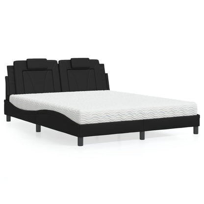 Letto Viana con Materasso Nero 160x200 cm in Similpelle