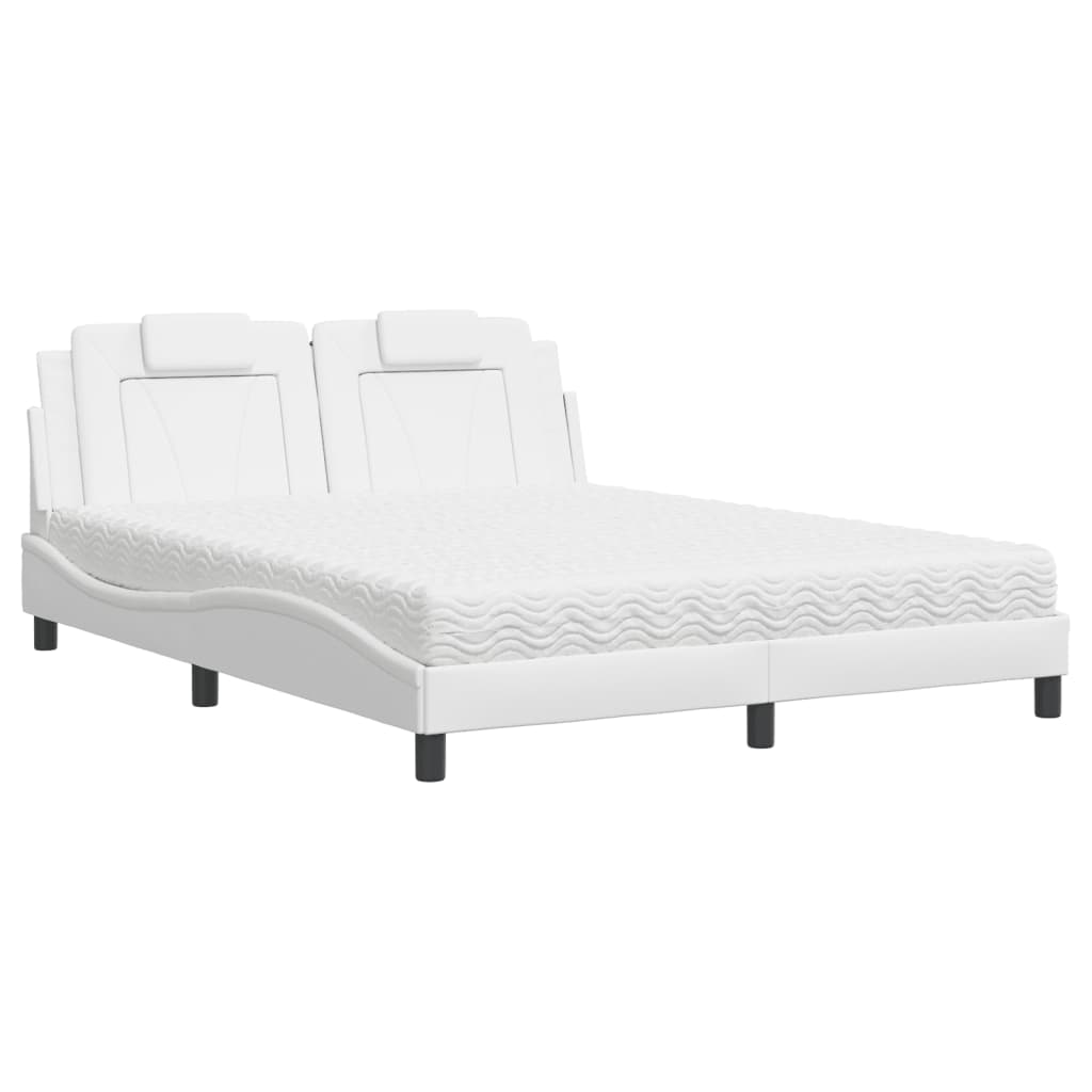 Letto Viana con Materasso Bianco 160x200 cm in Similpelle