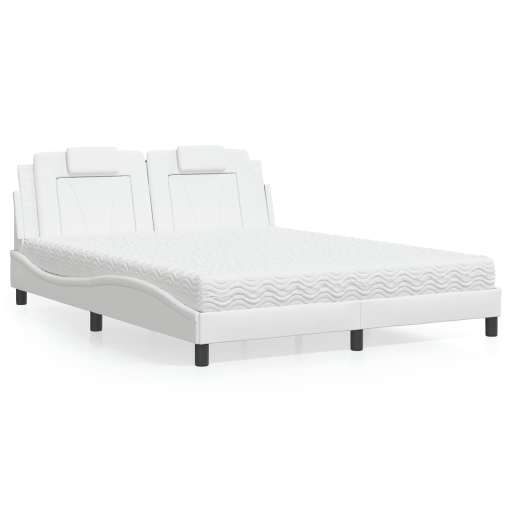 Letto Viana con Materasso Bianco 160x200 cm in Similpelle