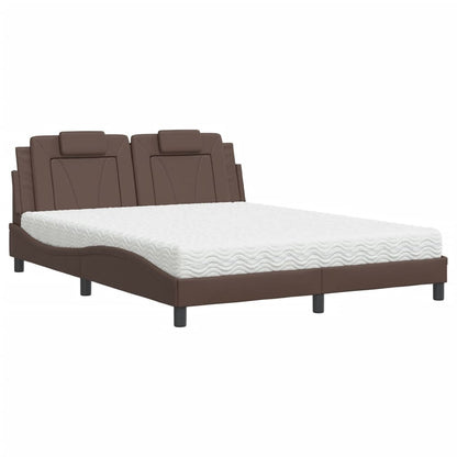 Letto Viana con Materasso Marrone 160x200cm in Similpelle