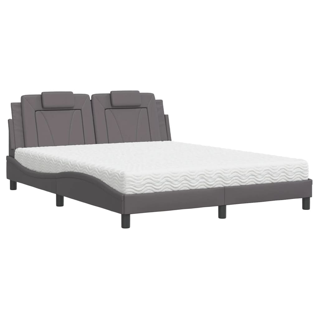 Letto Viana con Materasso Grigio 160x200 cm in Similpelle