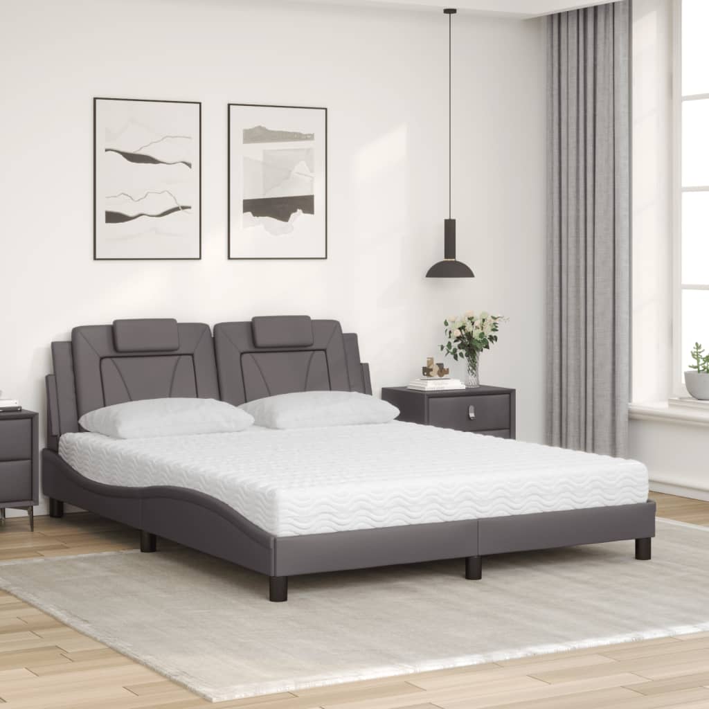 Letto Viana con Materasso Grigio 160x200 cm in Similpelle
