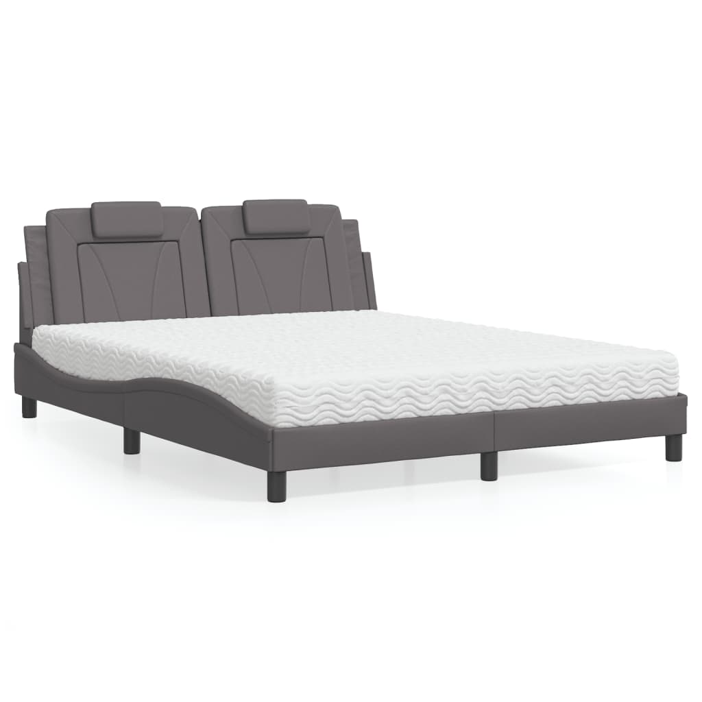 Letto Viana con Materasso Grigio 160x200 cm in Similpelle