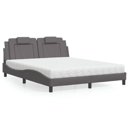 Letto Viana con Materasso Grigio 160x200 cm in Similpelle