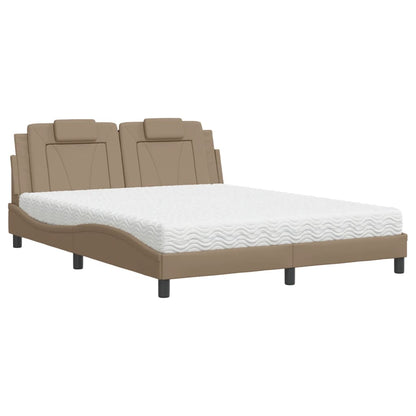 Letto Viana con Materasso Cappuccino 160x200cm Similpelle