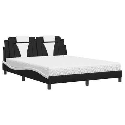 Letto Viana con Materasso Nero e Bianco 160x200cm Similpelle