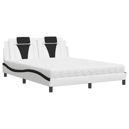 Letto Viana con Materasso Bianco e Nero 160x200cm Similpelle
