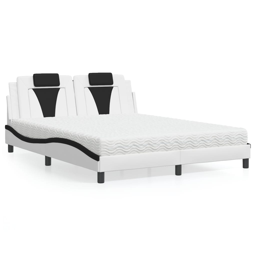 Letto Viana con Materasso Bianco e Nero 160x200cm Similpelle
