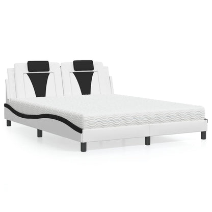 Letto Viana con Materasso Bianco e Nero 160x200cm Similpelle
