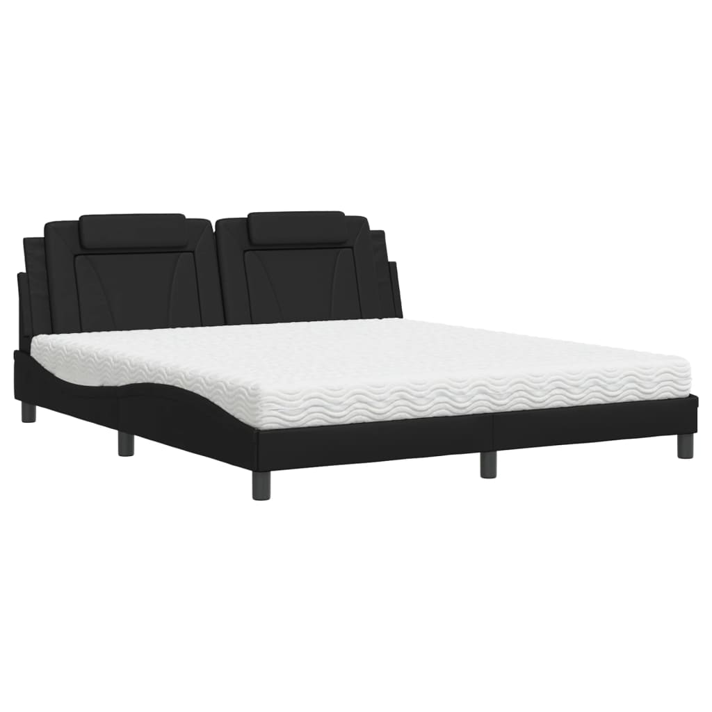 Letto Viana con Materasso Nero 180x200 cm in Similpelle
