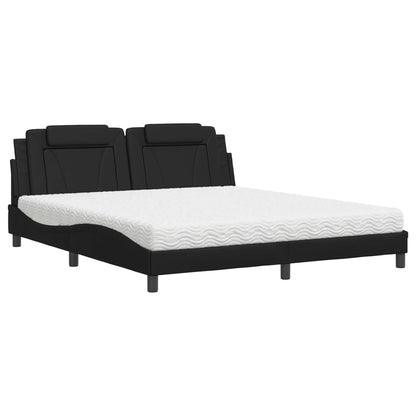 Letto Viana con Materasso Nero 180x200 cm in Similpelle