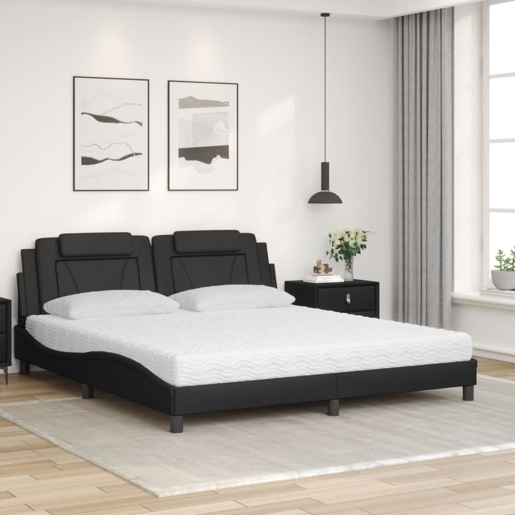 Letto Viana con Materasso Nero 180x200 cm in Similpelle