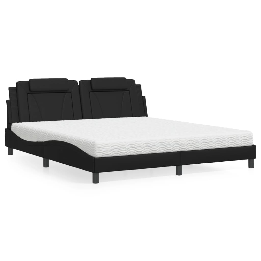 Letto Viana con Materasso Nero 180x200 cm in Similpelle