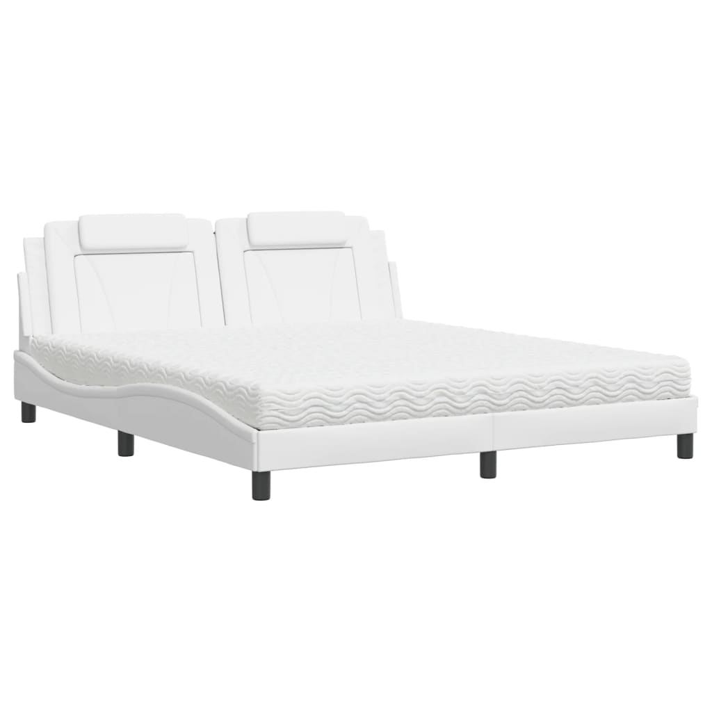 Letto Viana con Materasso Bianco 180x200 cm in Similpelle