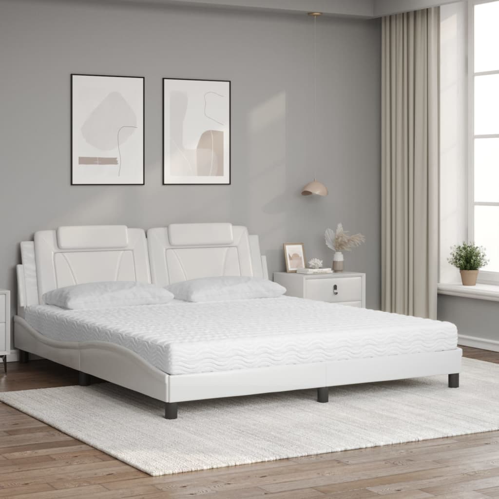 Letto Viana con Materasso Bianco 180x200 cm in Similpelle
