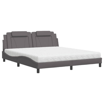 Letto Viana con Materasso Grigio 180x200 cm in Similpelle