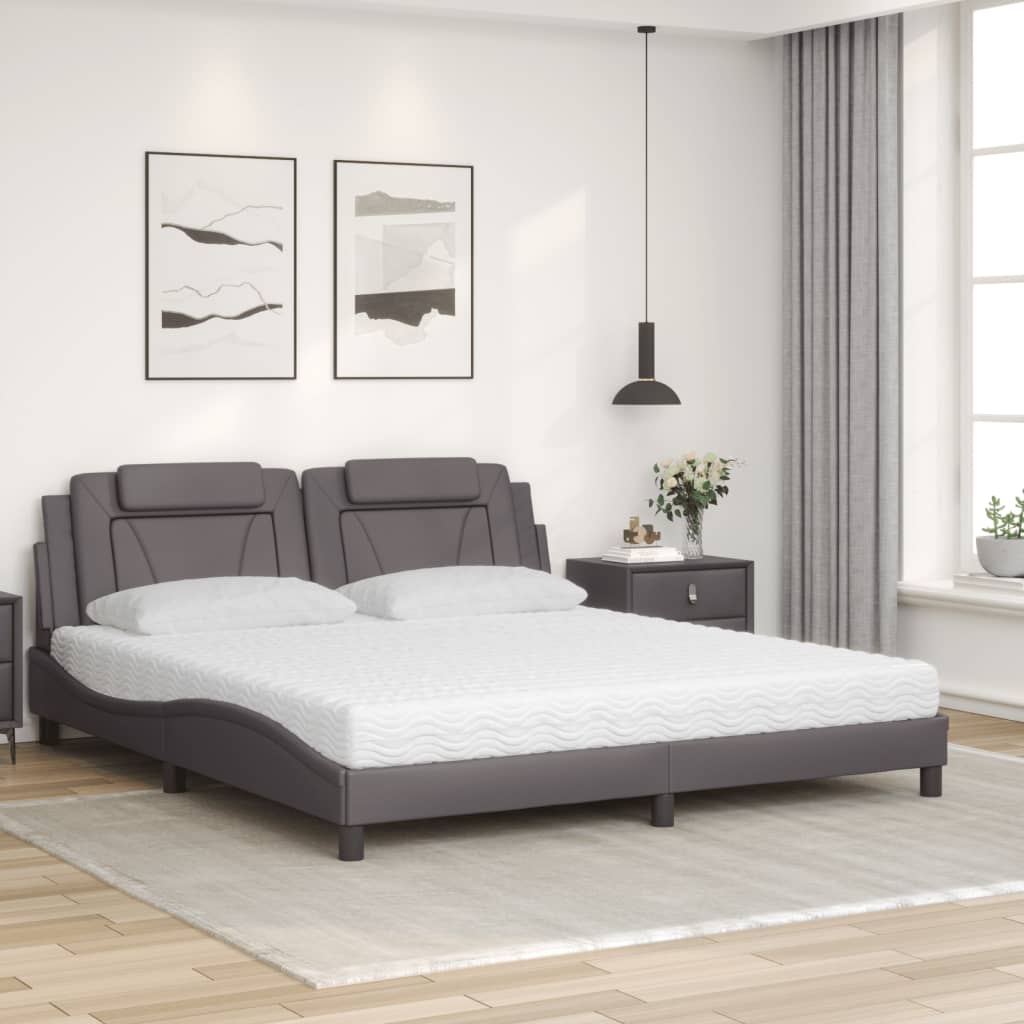 Letto Viana con Materasso Grigio 180x200 cm in Similpelle