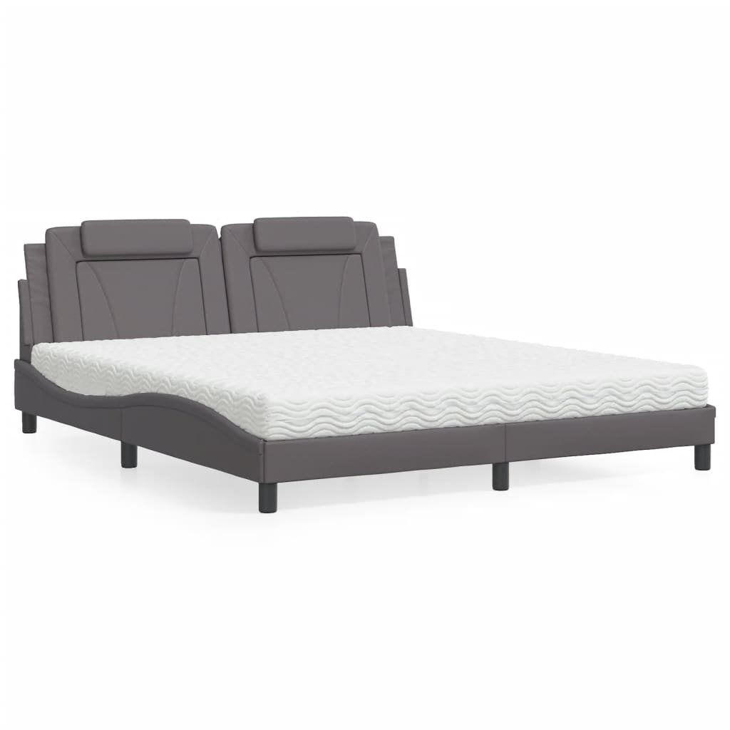 Letto Viana con Materasso Grigio 180x200 cm in Similpelle