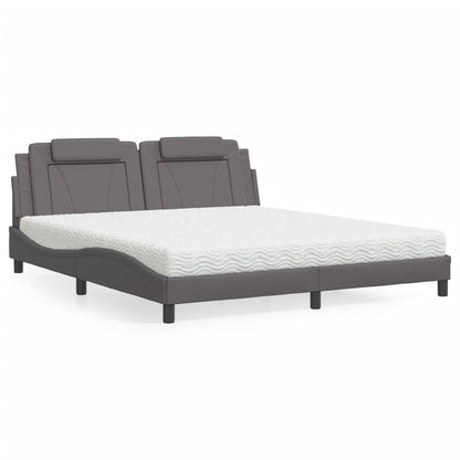Letto Viana con Materasso Grigio 180x200 cm in Similpelle