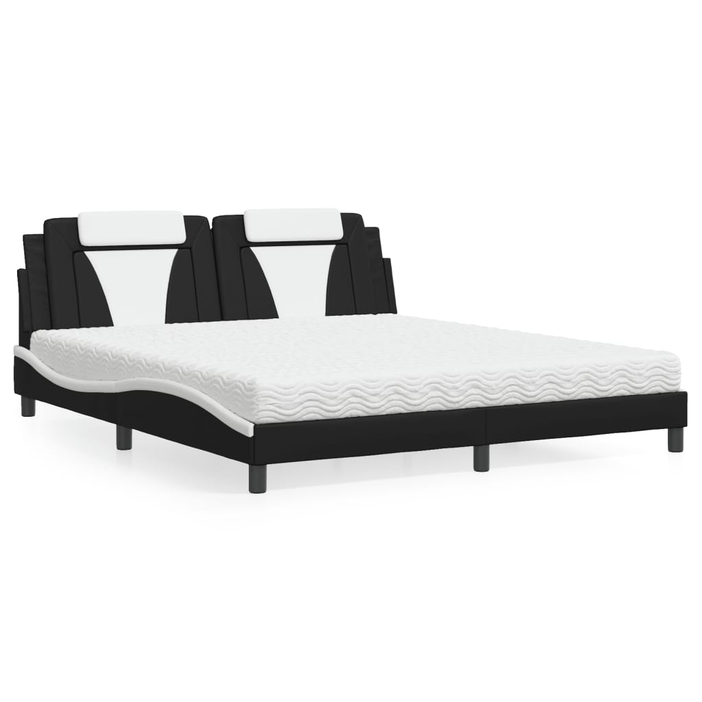 Letto Viana con Materasso Nero e Bianco 180x200 cm in Similpelle