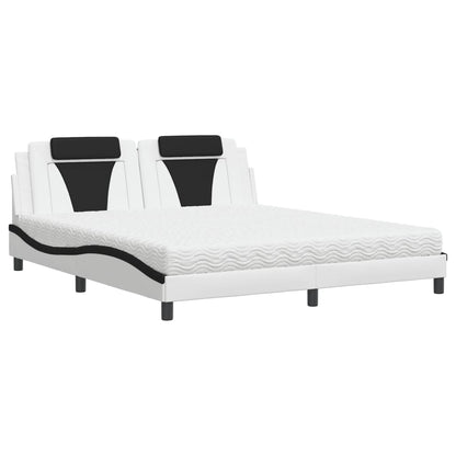Letto Viana con Materasso Bianco e Nero 180x200cm Similpelle