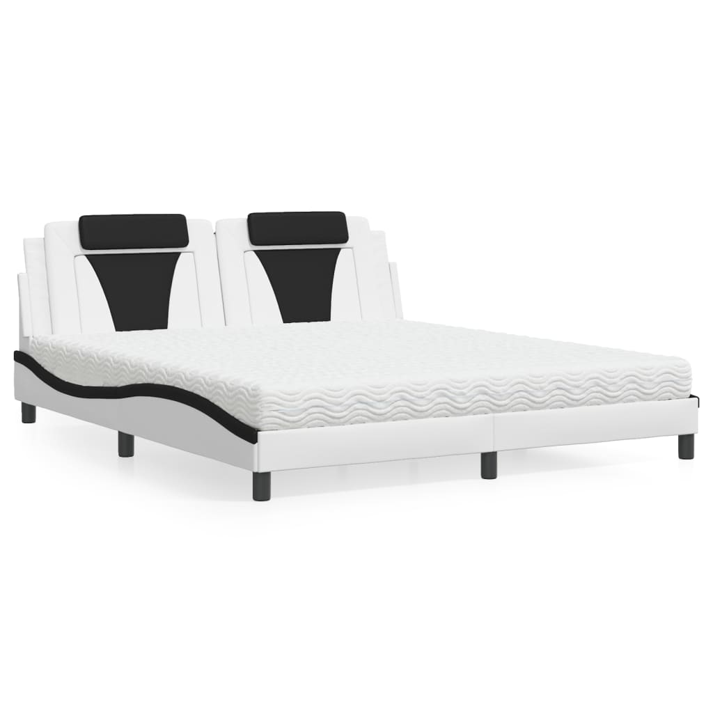 Letto Viana con Materasso Bianco e Nero 180x200cm Similpelle