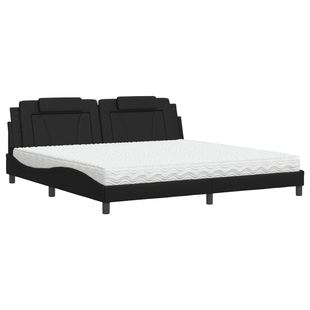 Letto con Materasso Nero 200x200 cm in Similpelle