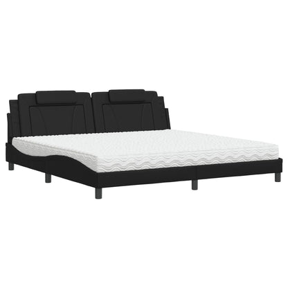 Letto con Materasso Nero 200x200 cm in Similpelle