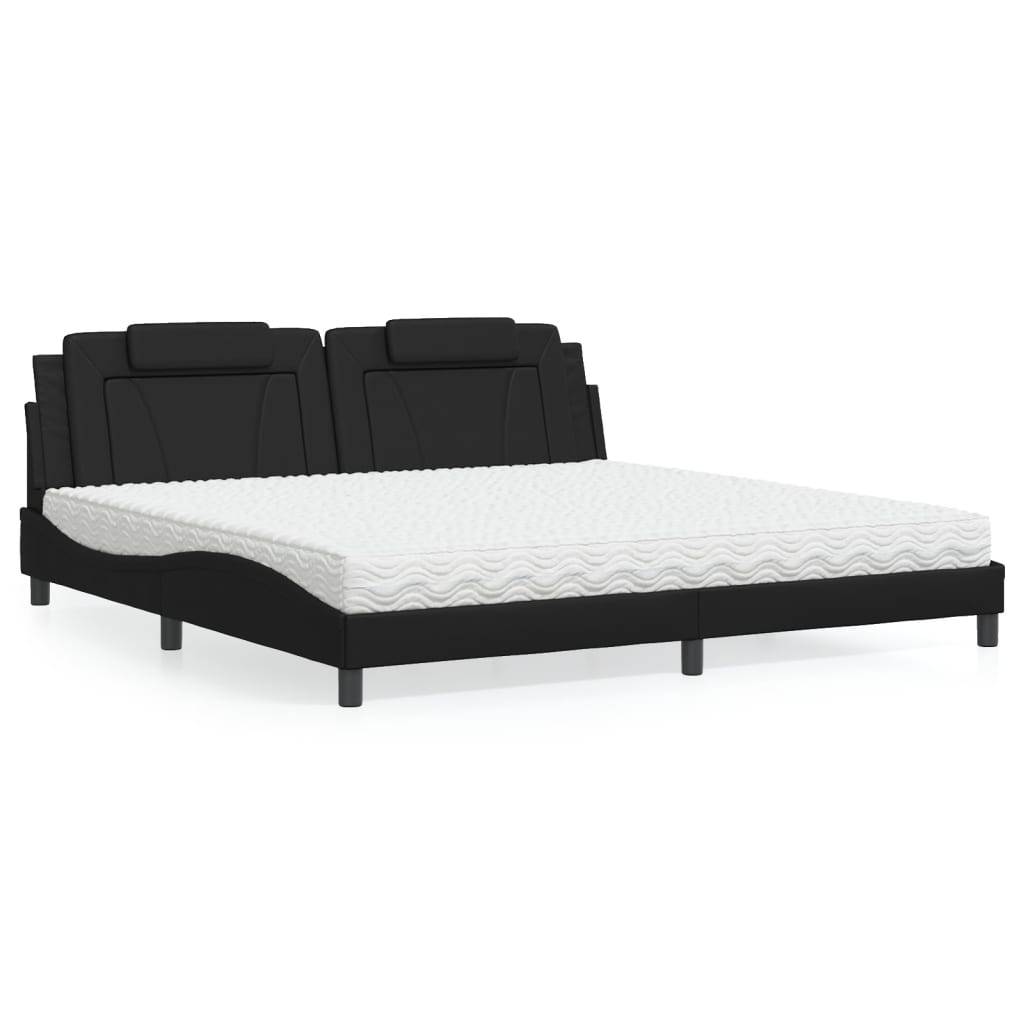 Letto con Materasso Nero 200x200 cm in Similpelle
