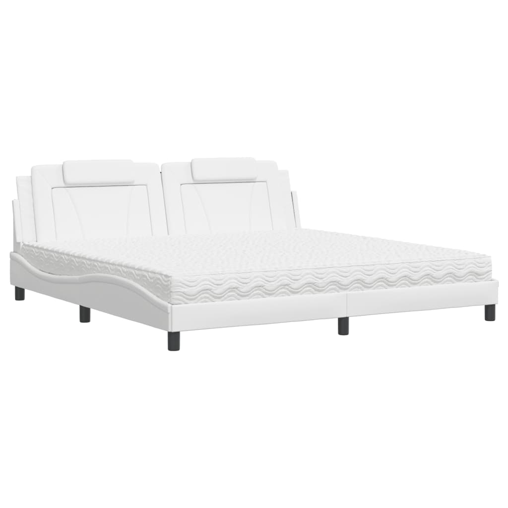 Letto con Materasso Bianco 200x200cm in Similpelle