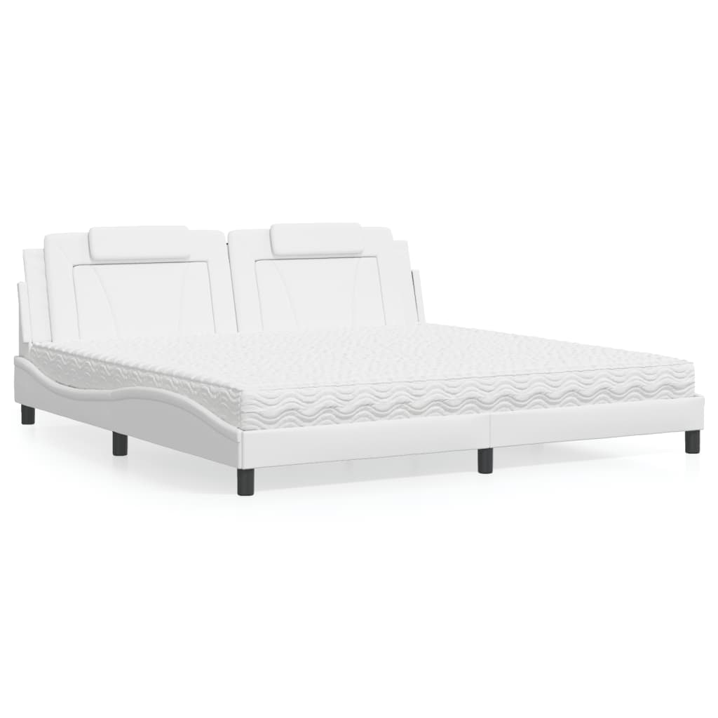 Letto con Materasso Bianco 200x200cm in Similpelle
