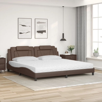 Letto con Materasso Marrone 200x200cm in Similpelle