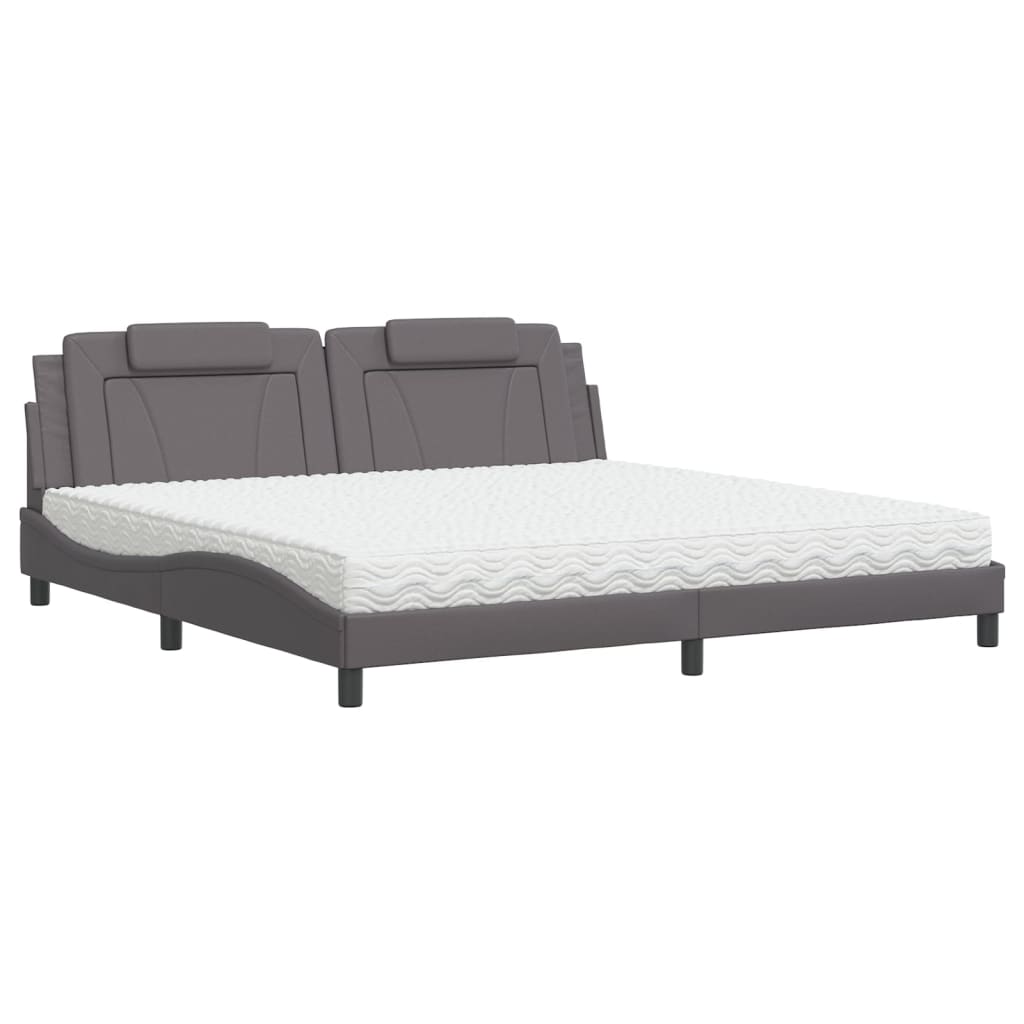 Letto con Materasso Grigio 200x200 cm in Similpelle