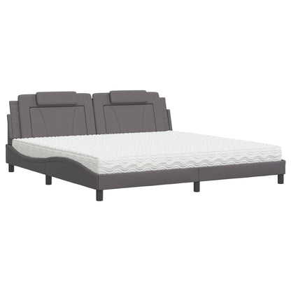 Letto con Materasso Grigio 200x200 cm in Similpelle