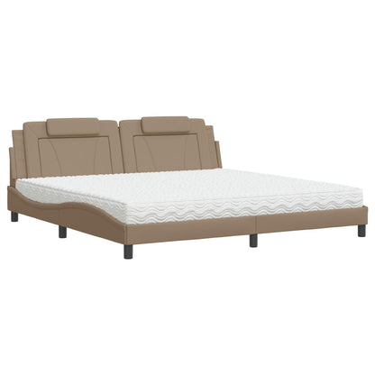 Letto Viana con Materasso Cappuccino 200x200cm Similpelle