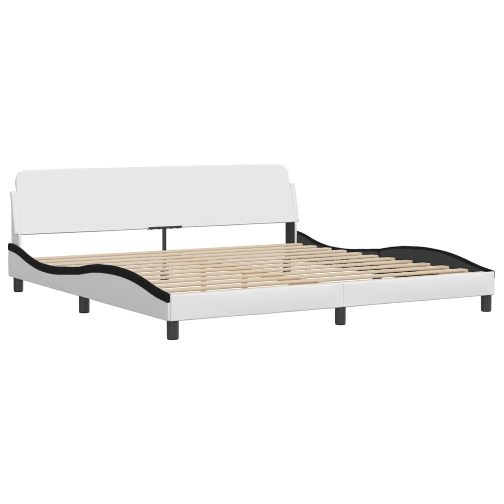 Letto con Materasso Bianco e Nero 200x200cm in Similpelle