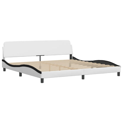 Letto con Materasso Bianco e Nero 200x200cm in Similpelle