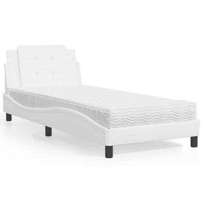 Letto con Materasso Bianco 90x190 cm in Similpelle