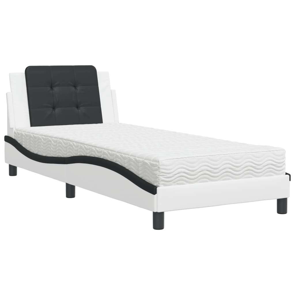 Giroletto senza Materasso Zadar Bianco e Nero 90x190 cm in Similpelle