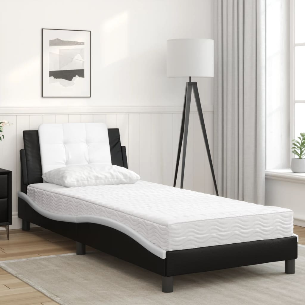 Giroletto senza Materasso Zadar Nero e Bianco 90x200 cm in Similpelle