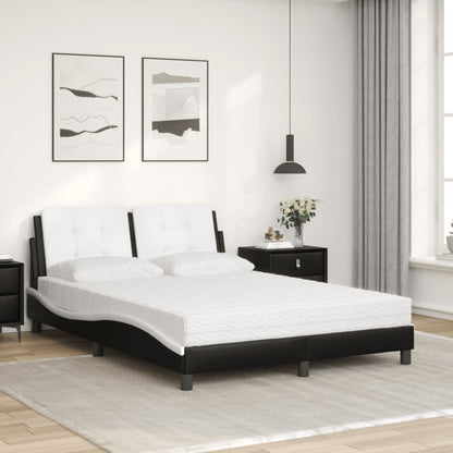 Letto con Materasso Nero e Bianco 120x200 cm in Similpelle