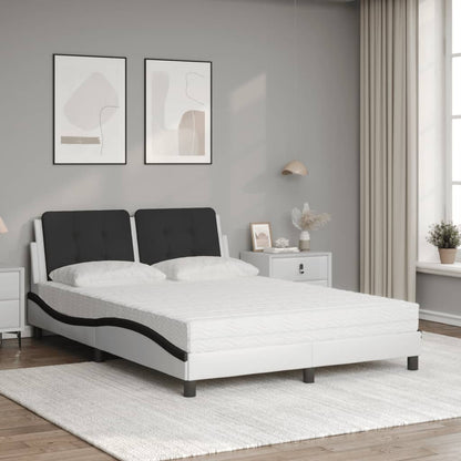 Letto con Materasso Nero e Bianco 120x200 cm in Similpelle