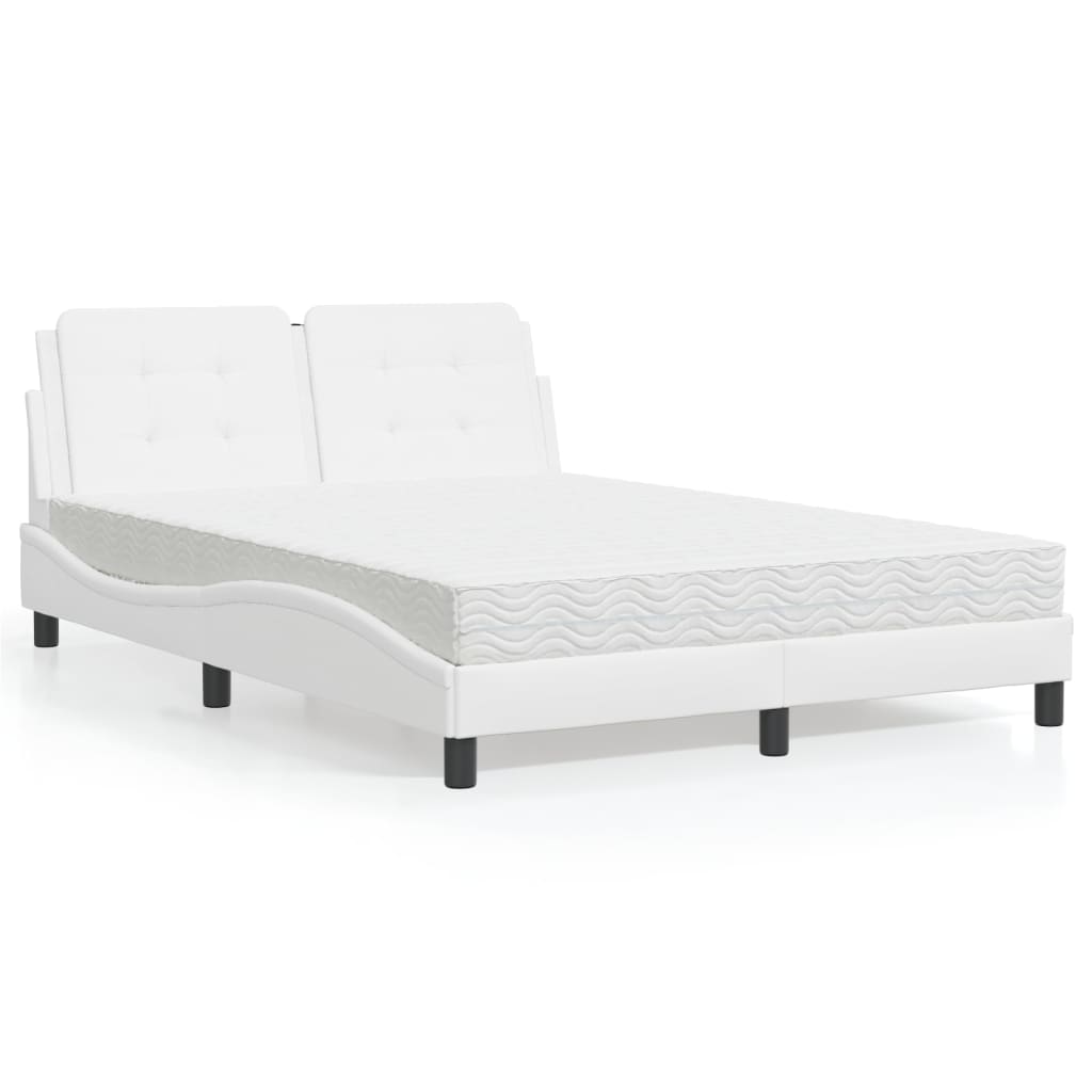 Letto con Materasso Bianco 140x190 cm in Similpelle