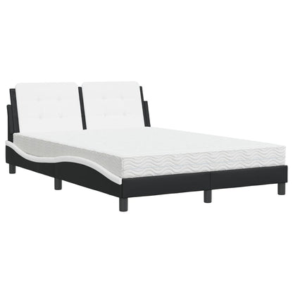 Letto con Materasso Nero e Bianco 140x190 cm in Similpelle