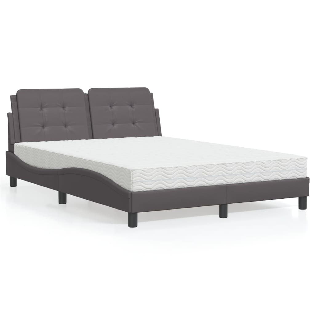 Letto con Materasso Zadar Grigio 140x200 cm in Similpelle