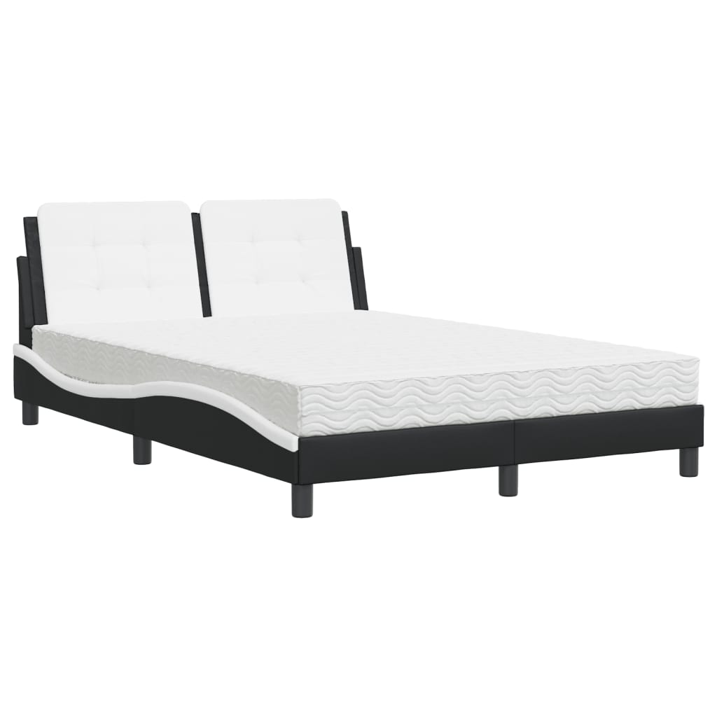 Letto con Materasso Zadar Nero e Bianco 140x200 cm in Similpelle