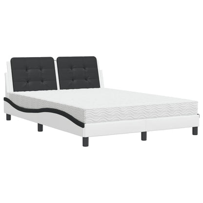 Letto con Materasso Zadar Bianco e Nero 140x200 cm in Similpelle