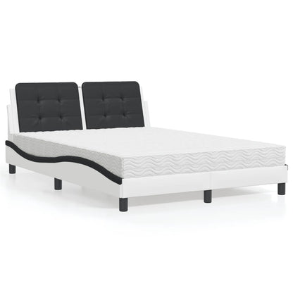 Letto con Materasso Zadar Bianco e Nero 140x200 cm in Similpelle