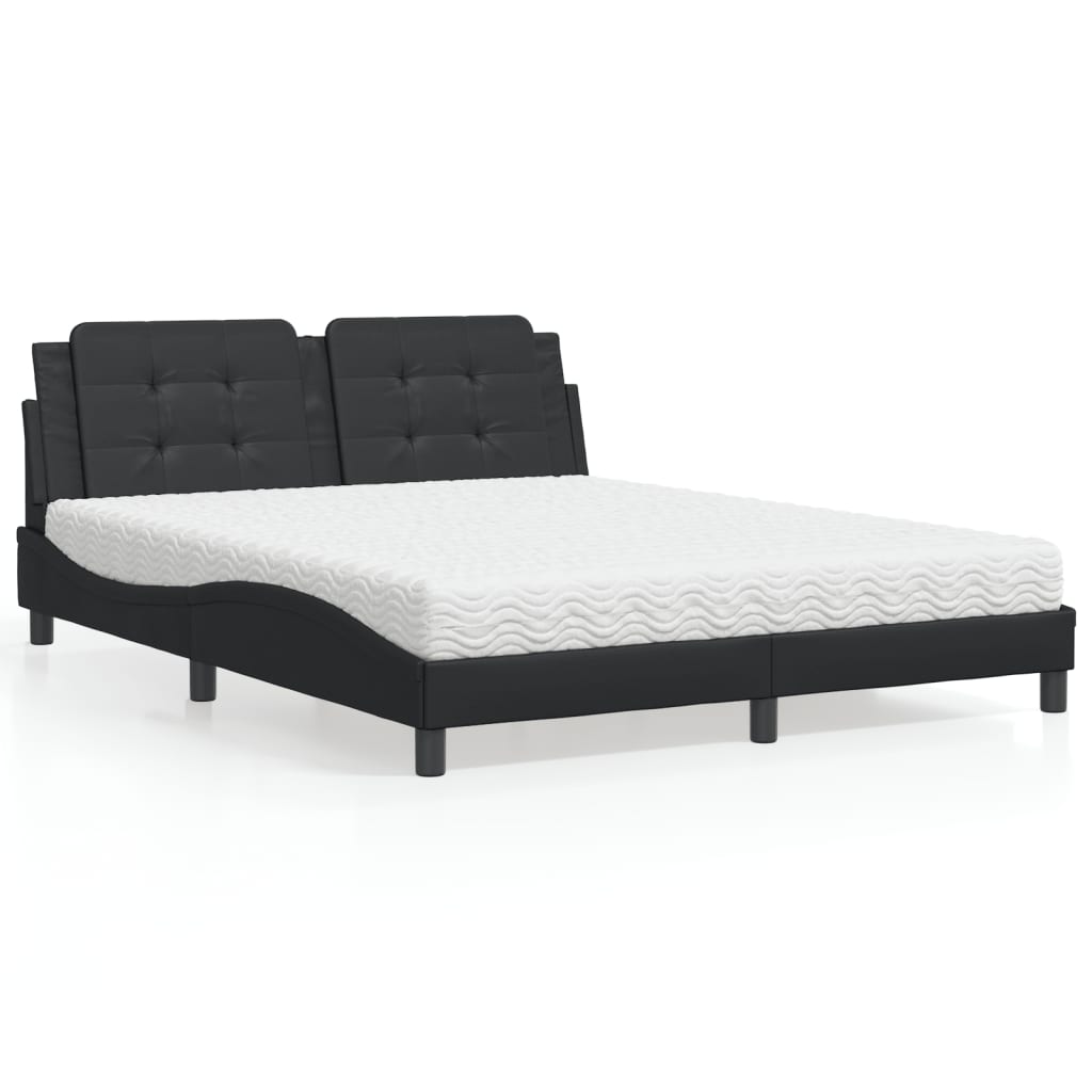 Letto con Materasso Zadar Nero 160x200 cm in Similpelle